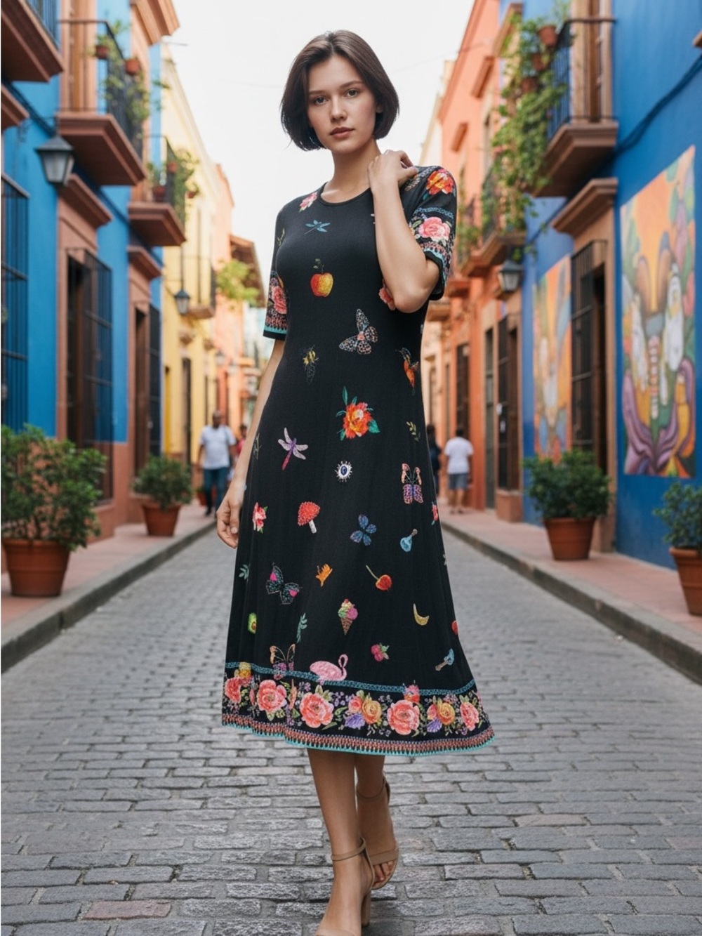 Johnny Was Zooey Bordered Swing Dress